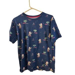 Denim & Flower Ricky Singh Shirt Santa Palm trees small S rn#86220 Black Red